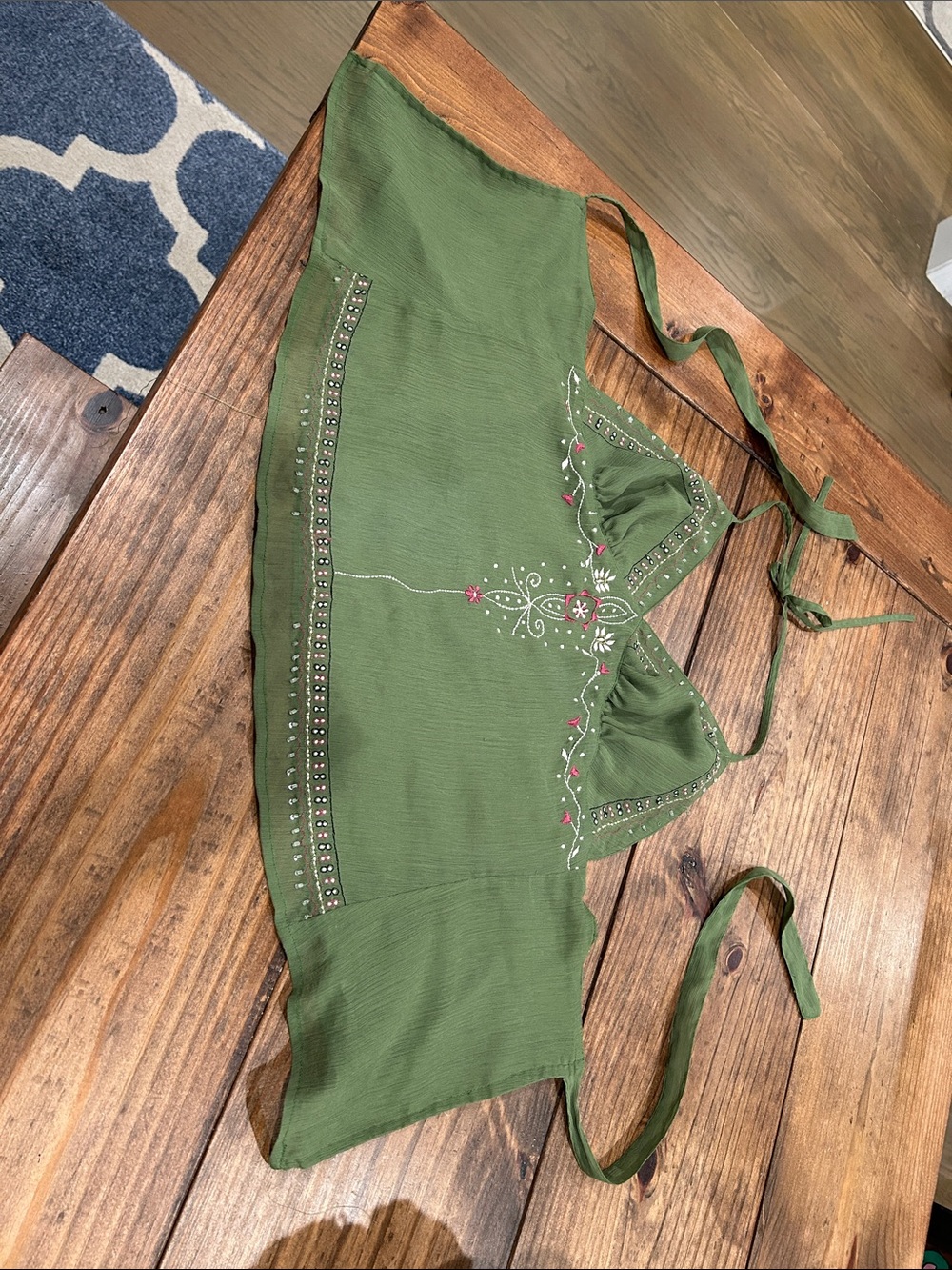 Olive Green Embroidered Women's halter top with open back